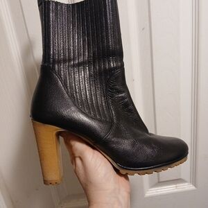 Gucci Heels Black Ankle Leather Women's Boots Sz.39 8/8.5